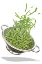 Colander with frozen green beans