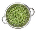Colander with frozen green beans