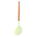 Colander green silicone spoon with wooden handle