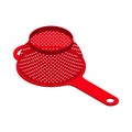 Colander isolated isometry. Pastafarianism cap. Cooking utensils