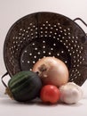 Colander and produce.