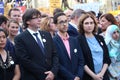 Colau and Puigdemont at manifestation against terrorism