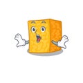 Colby jack cheese cartoon character design on a surprised gesture