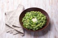 Colcannon, mashed potatoes with cale cabbage and green onions, traditional Irish dish Royalty Free Stock Photo