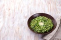 Colcannon, mashed potatoes with cale cabbage and green onions, traditional Irish dish Royalty Free Stock Photo