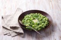 Colcannon, mashed potatoes with cale cabbage and green onions, traditional Irish dish Royalty Free Stock Photo