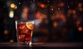 Cold alcohol background whiskey drink cocktail bar background cube ice party refreshment beverage rum Royalty Free Stock Photo