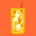 Cold alcohol drink with orange. Mocktail in Collin Highball glass. Orange beverage