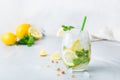 Cold alcohol mojito cocktail, long drink beverage, lemonade