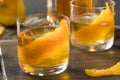 Cold Alcoholic Old Fashioned Bourbon Whiskey Cocktail Royalty Free Stock Photo