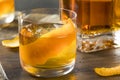 Cold Alcoholic Old Fashioned Bourbon Whiskey Cocktail Royalty Free Stock Photo