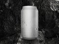 Cold aluminum tin can on black coal background