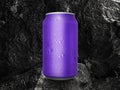 Cold aluminum tin can on black coal background