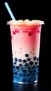 Cold Asian drink bubble tea with sweet tapioca balls