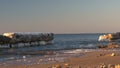 Cold Baltic sea in winter with icy beach