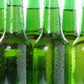 Cold beer drinks in bottles with water drops Royalty Free Stock Photo