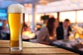 Cold beer glass on the bar table. Royalty Free Stock Photo