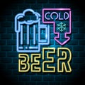 Cold beer neon advertising sign