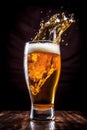 cold beer splash gradient alcohol bubble drink glass motion background foam. Generative AI. Royalty Free Stock Photo