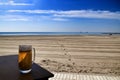 Cold beer on the terrace of a beach bar Royalty Free Stock Photo