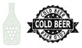 Rubber Cold Beer Ribbon Stamp and Mesh Carcass Wine Bottle