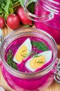 Cold beetroot soup with eggs Royalty Free Stock Photo