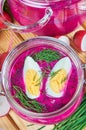 Cold beetroot soup with eggs Royalty Free Stock Photo