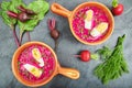 Cold beetroot soup with eggs Royalty Free Stock Photo