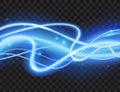 Cold blue plazma glow lines neon light effect decor, luxury glowing energy banner design