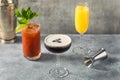 Cold Boozy Brunch Cocktails for Breakfast Royalty Free Stock Photo