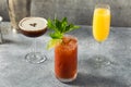 Cold Boozy Brunch Cocktails for Breakfast Royalty Free Stock Photo