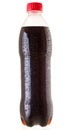 Cold bottle of cola on white background