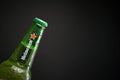 Cold bottle of Heineken Lager Beer with drops Royalty Free Stock Photo