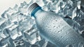 cold bottle of water resting on ice cubes Royalty Free Stock Photo