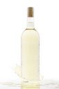 Cold bottle of white wine with a splash Royalty Free Stock Photo
