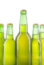 Cold bottles with dew and full of lager Royalty Free Stock Photo