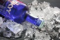 Cold bottles of Skyy Vodka on the ice cubes