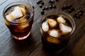 Cold brew coffee with ice or iced coffee. Royalty Free Stock Photo