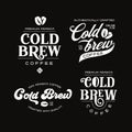 Cold brew coffee labels badges emblems set. Vector vintage illustration. Royalty Free Stock Photo