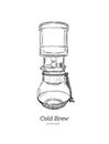 Cold brew. coffee maker hand draw vector.