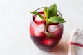 Cold Brew Hibiscus Tea with ice and Mint Leaves. Royalty Free Stock Photo