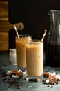 Cold brew iced coffee in tall glasses Royalty Free Stock Photo