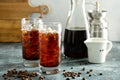 Cold brew iced coffee in tall glasses Royalty Free Stock Photo