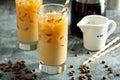Cold brew iced coffee in tall glasses Royalty Free Stock Photo