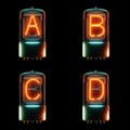 Cold cathode tube alphabet - letters A-D Royalty Free Stock Photo