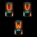 Cold cathode tube alphabet - letters U-W