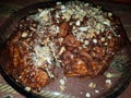 Cold chocolate biscuits cake with nuts