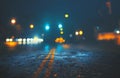 City street on rainy night Royalty Free Stock Photo