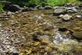 Cold clean moutain river rushing on the stones