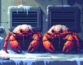 Cold Climate Crabs in Industrial Environment with Ice and Refrigeration Units Royalty Free Stock Photo